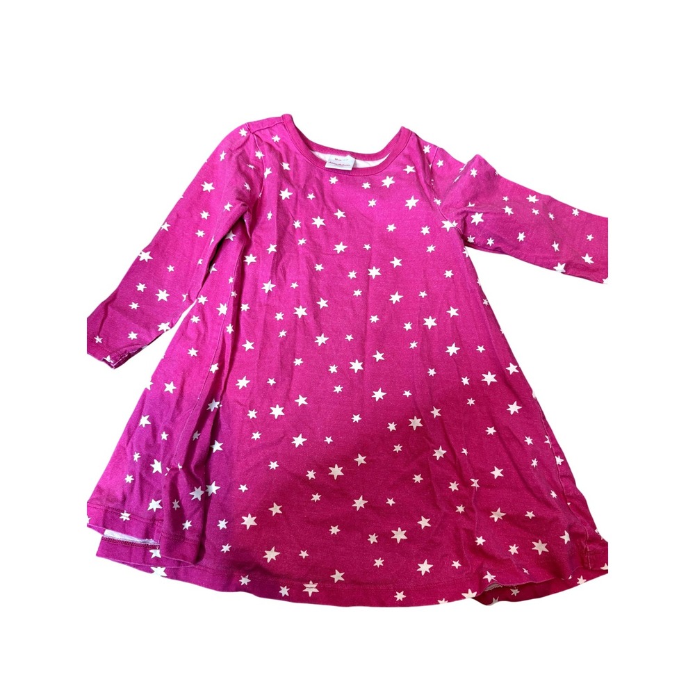 Hanna Andersson Dress Girls 3T Pink Star Print Long Sleeve Playwear Casual Knit